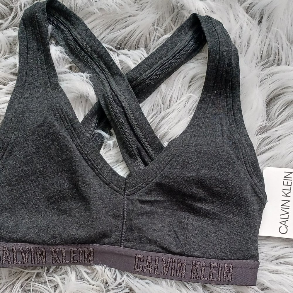 New Calvin Klein bra lightly lined bralette dark grey size S
